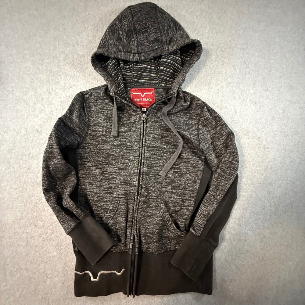 Kimes Ranch Womens Space Dye Full Zip Hoodie Charcoal Gray Western Small